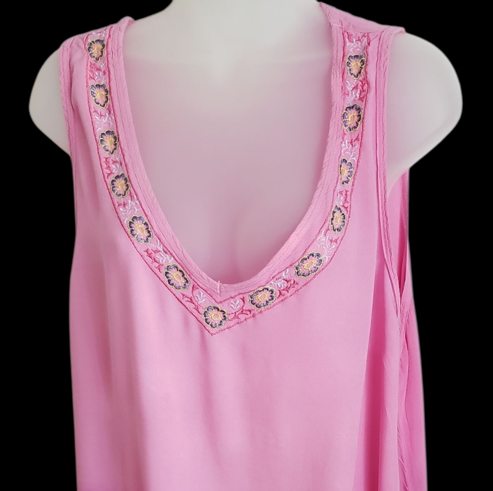 Pink Swim Cover-up Dress with Scalloped Neckline